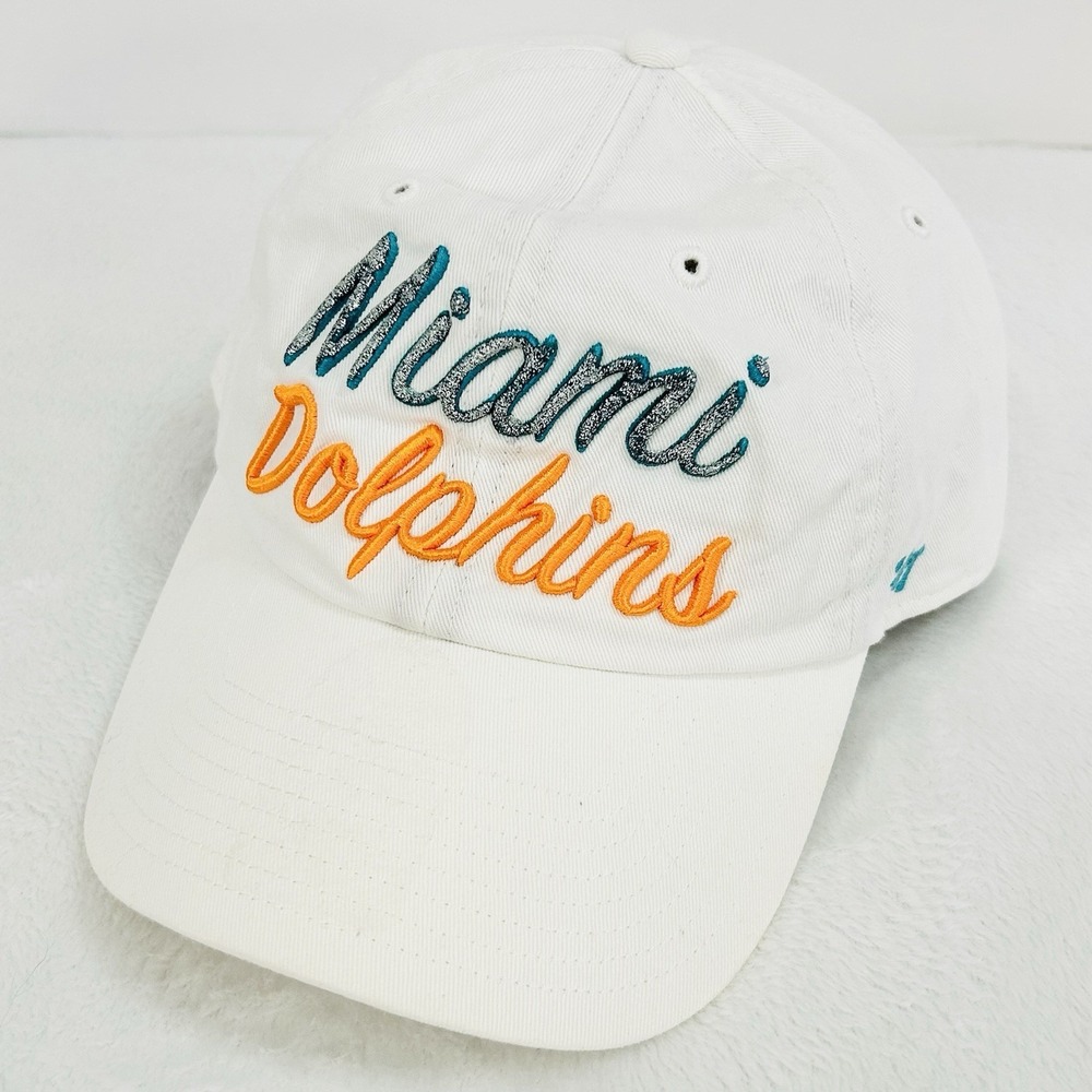 '47 Brand Miami Dolphins Women's‎ Glitter Script Clean Up Hat Cap Adjustable